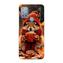 Печатный чехол «Зверята с кофе» для Motorola MOTO G10 – Белка с кофе