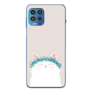 Чехол на тематику: Коты для Motorola MOTO G100 Pro – Белый котик