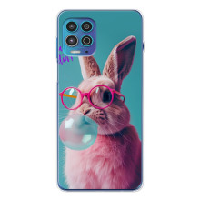 Чехол с принтом стильные животные для Мото Джи100 Про (Кролик в очках)