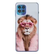 Чехол с принтом стильные животные для Мото Джи100 Про (Лев в очках)