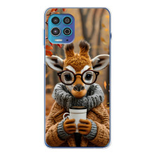 Печатный чехол «Зверята с кофе» для Motorola MOTO G100 Pro – Жираф с кофе