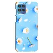 Чехол с Цветами для Motorola MOTO G100 (ромашки на голубом)