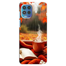 Чехол с уникальным дизайном «Осень с кофе» для Motorola MOTO G100 – Кофе и дождь
