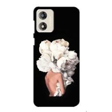 Чехлы (ART) Цветы на Motorola MOTO G13 (VPrint) (Белые цветы)
