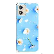 Чохол з Квітами для Motorola MOTO G13 (ромашки на блакитному)