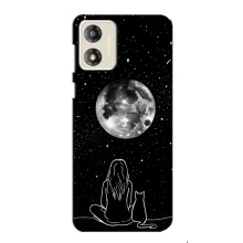 Чехол с рисунком кот на Motorola MOTO G13 (Девушка с котом)
