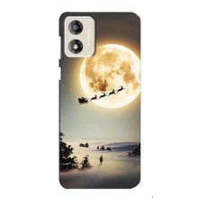 Новогодние, Праздничные Чехлы для Motorola MOTO G13 - 2024 год (Санта на луне)