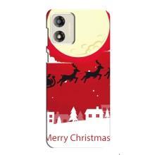 Рождественские Чехлы для Motorola MOTO G13 (VPrint) (Санта с оленями)