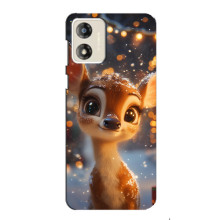 Яркий чехол для Motorola MOTO G13 с Зимними Оленятами – Оленёнок среди гирлянд