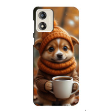 Печатный чехол «Зверята с кофе» для Motorola MOTO G13 – Песик с кофе