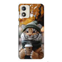 Печатный чехол «Зверята с кофе» для Motorola MOTO G13 – Тигр с кофе