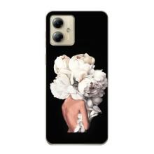 Чехлы (ART) Цветы на Motorola MOTO G14 (VPrint) (Белые цветы)