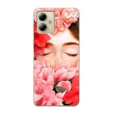 Чехлы (ART) Цветы на Motorola MOTO G14 (VPrint) (Глаза в цветах)