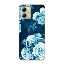 Чехлы (ART) Цветы на Motorola MOTO G14 (VPrint) (Голубые Бутоны)
