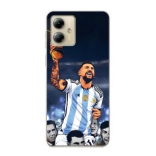 Чехлы для Motorola MOTO G14 (Leo чемпион) (AlphaPrint) (Месси с кубком)