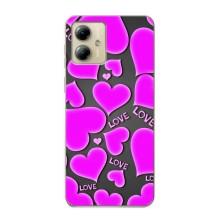 Чехлы для любимой на Мото джи 14 (VPrint) (Pink hearts)