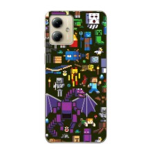 Чехол Майнкрафт на Motorola MOTO G14 (AlphaPrint) Minecraft (Коллаж Майнкрафт)