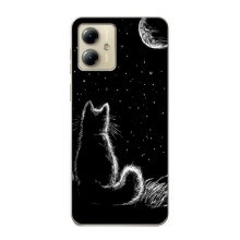 Чехол с принтом для Motorola MOTO G14 (AlphaPrint) Модные коты (Котик и луна)