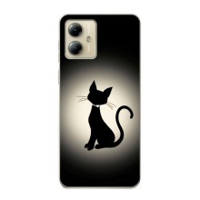 Чехол с принтом для Motorola MOTO G14 (AlphaPrint) Модные коты (Силуэт котика)