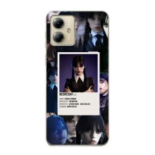 Чехлы Венсдей на Motorola MOTO G14 Уэнсдей (AlphaPrint) (коллаж Уэнздей)