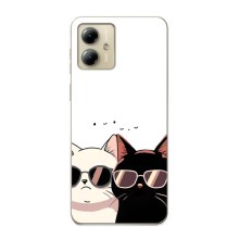 Чехол с рисунком кот на Motorola MOTO G14 (Коты в очках)