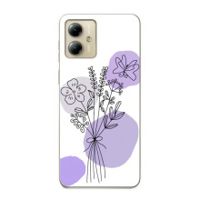 Силиконовый чехол с принтом в цветах на Motorola MOTO G14 – Фиолетовый букет