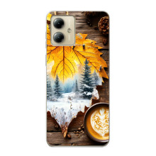 Чехол с уникальным дизайном «Осень с кофе» для Motorola MOTO G14 – Осенне-зимнее кофе