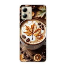 Чехол с уникальным дизайном «Осень с кофе» для Motorola MOTO G14 – Пряный кофе