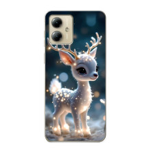 Яркий чехол для Motorola MOTO G14 с Зимними Оленятами – Блистающий оленёнок