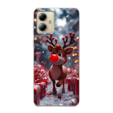 Яркий чехол для Motorola MOTO G14 с Зимними Оленятами – Олень среди подарков
