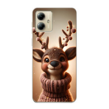 Яркий чехол для Motorola MOTO G14 с Зимними Оленятами – Олень в свитере