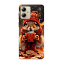 Печатный чехол «Зверята с кофе» для Motorola MOTO G14 – Белка с кофе