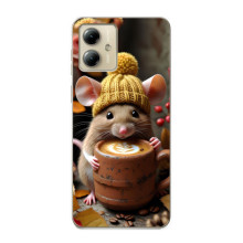 Печатный чехол «Зверята с кофе» для Motorola MOTO G14 – Медведь с кофе