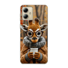 Печатный чехол «Зверята с кофе» для Motorola MOTO G14 – Жираф с кофе