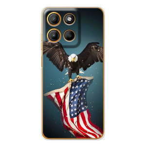 Чехол Флаг USA для Motorola Moto G15 Power – Орел и флаг
