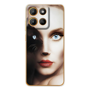 Бампер с изображением Котиков для Морора Мото G15 Пауэр (Женщина кошка)