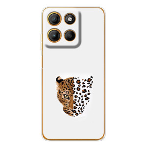 Чехол с леопардовым принтом на Motorola Moto G15 Power (Леопард на белом)