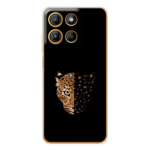 Чехол с леопардовым принтом на Motorola Moto G15 Power (Леопард на черном)