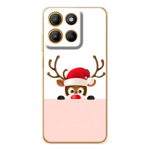 Чехол Санта Клаус для Motorola Moto G15 Power (Олененок)