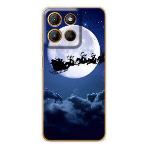 Чехол Санта Клаус для Motorola Moto G15 Power (Санта - луна)