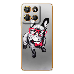 Чехол (ТПУ) Милые собачки для Motorola Moto G15 Power (Бульдог в очках)