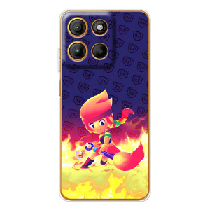 Чехол (ТПУ) с героями Бравл Старс на Motorola Moto G15 Power – Пенни в огне