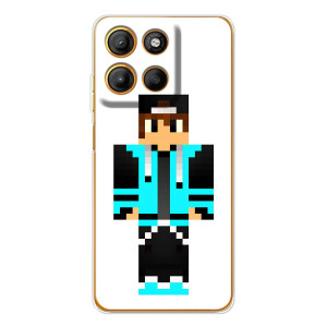 Чехлы для Motorola Moto G15 Power (Персонажи Майн Крафт) – Мальчик в голубом