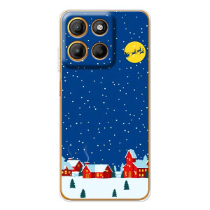 Силиконовый бампер на рождество для Motorola Moto G15 Power – Город в снегу