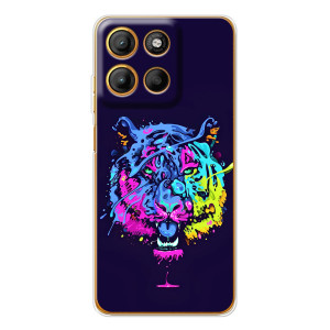 Силиконовый бампер с картинкой животных для Motorola Moto G15 Power (Тигр-Арт)