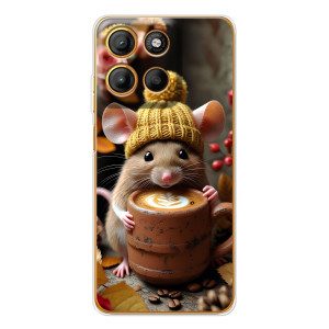 Печатный чехол «Зверята с кофе» для Motorola Moto G15 Power (Медведь с кофе)