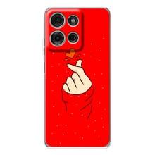 Чехлы (Знак сердечка) на Motorola Moto G15 (Сердце на красном)