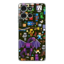 Чехол Майнкрафт на Motorola Moto G15 (AlphaPrint) Minecraft (Коллаж Майнкрафт)