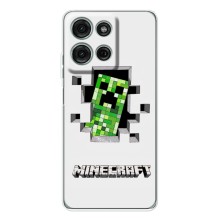 Чехол Майнкрафт на Motorola Moto G15 (AlphaPrint) Minecraft (крипер Майнкрафт)