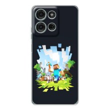 Чехол Майнкрафт на Motorola Moto G15 (AlphaPrint) Minecraft (персонажи Minecraft)